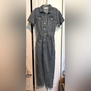 Carly Jean denim, short, sleeved, jumpsuit